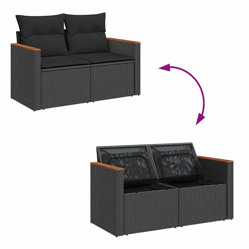 Garden Sofa Set Outdoor Furniture 6 Piece Modular Black Poly Rattan