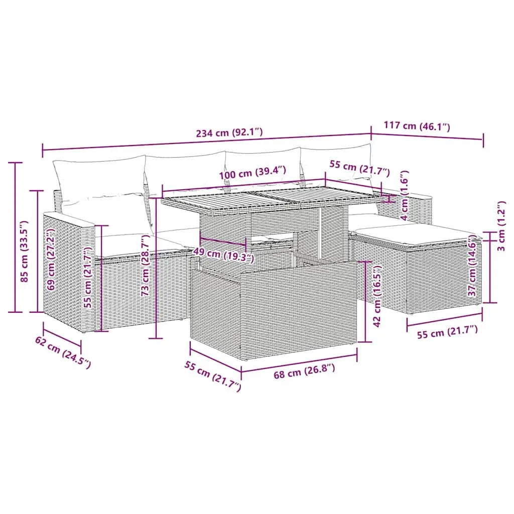 6-Piece Garden Sofa Set with Storage