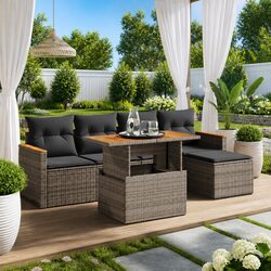 Comfortable 6 Piece Garden Sofa Set with Practical Storage