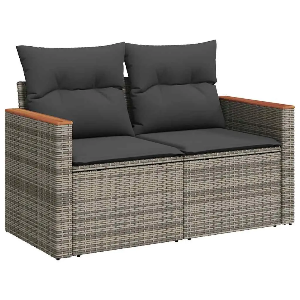 6 Piece Garden Sofa Set Outdoor Furniture Grey Poly Rattan with Storage