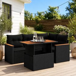 Warm 5-Piece Black Sofa Set for Outdoor Comfort