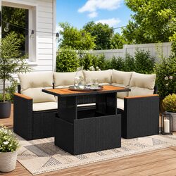 Comfortable 5-Piece Garden Sofa Set - Black Rattan