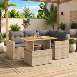 Comfortable Beige 5 Piece Modular Sofa Set for Outdoors