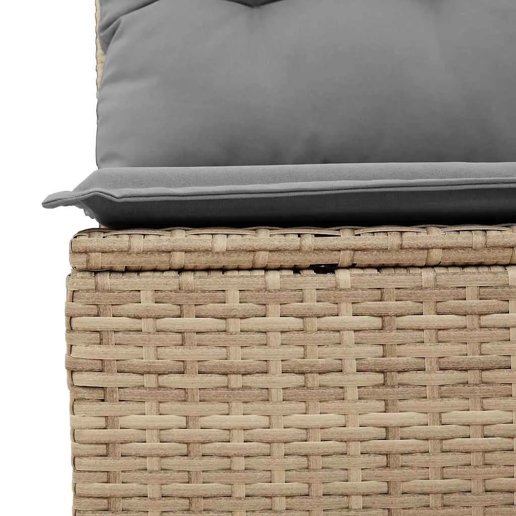 Garden Sofa Set 5 Piece Outdoor Furniture Beige Poly Rattan Modular