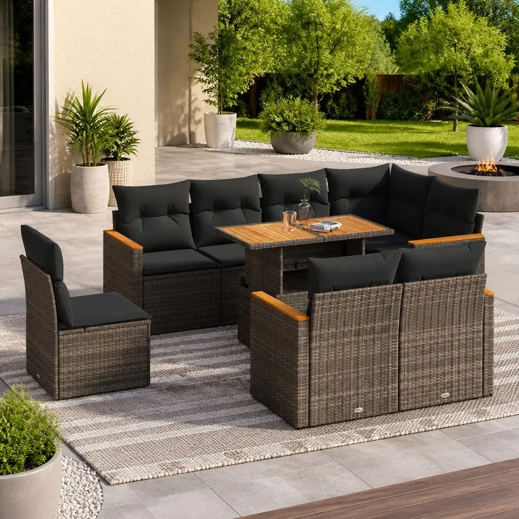 9 Piece Garden Sofa Set with Cushions