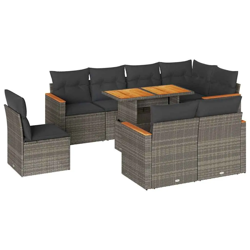 9 Piece Garden Sofa Set with Cushions