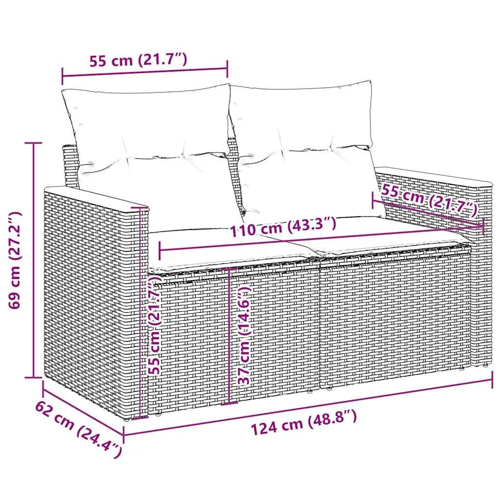 9 Piece Garden Sofa Set with Cushions