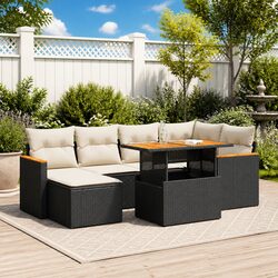 Value-Driven 7-Piece Black Outdoor Sofa Set with Cushions