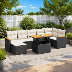 Comfortable 8 Piece Modular Garden Sofa Set in Black