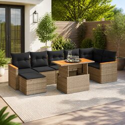 8-Piece Grey Sofa Set with Cushions for Outdoor Comfort