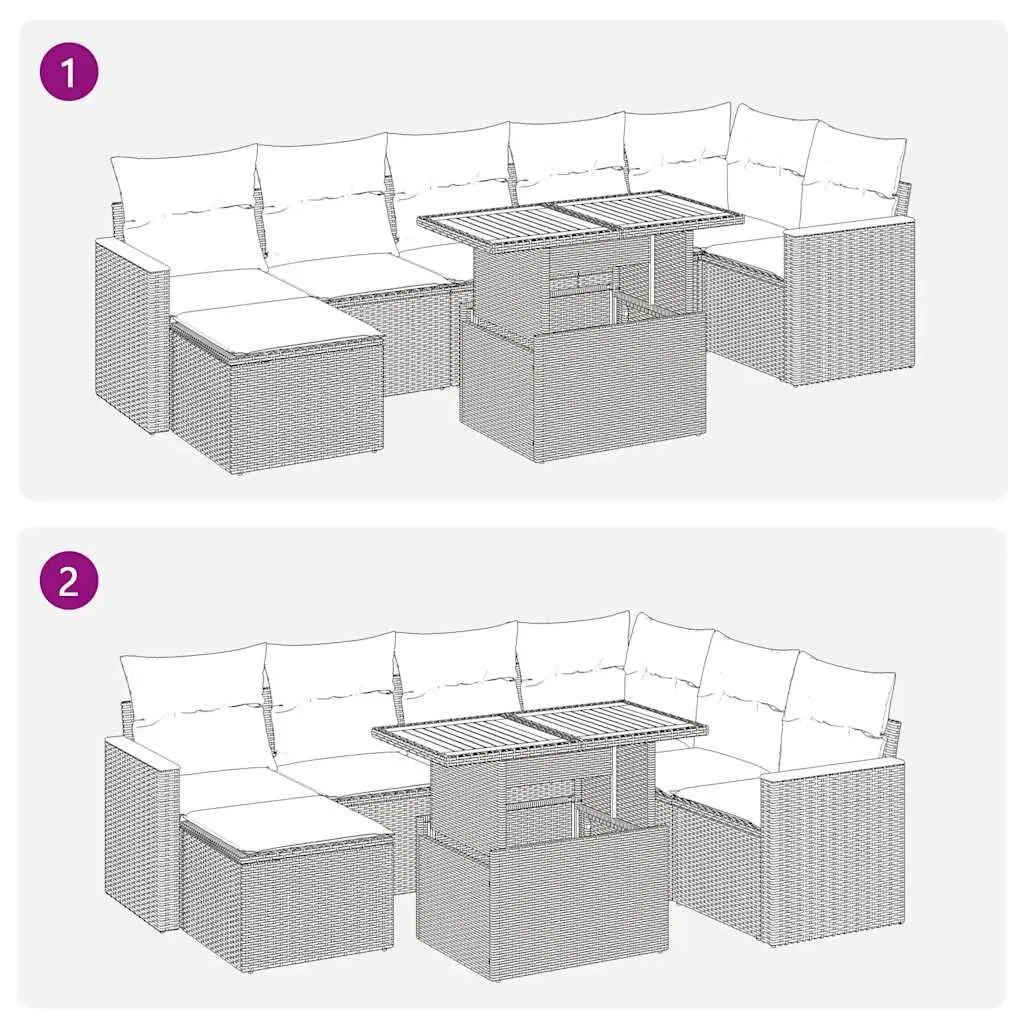 Garden Sofa Set 8 Piece Outdoor Furniture Grey Poly Rattan with Cushions Modular