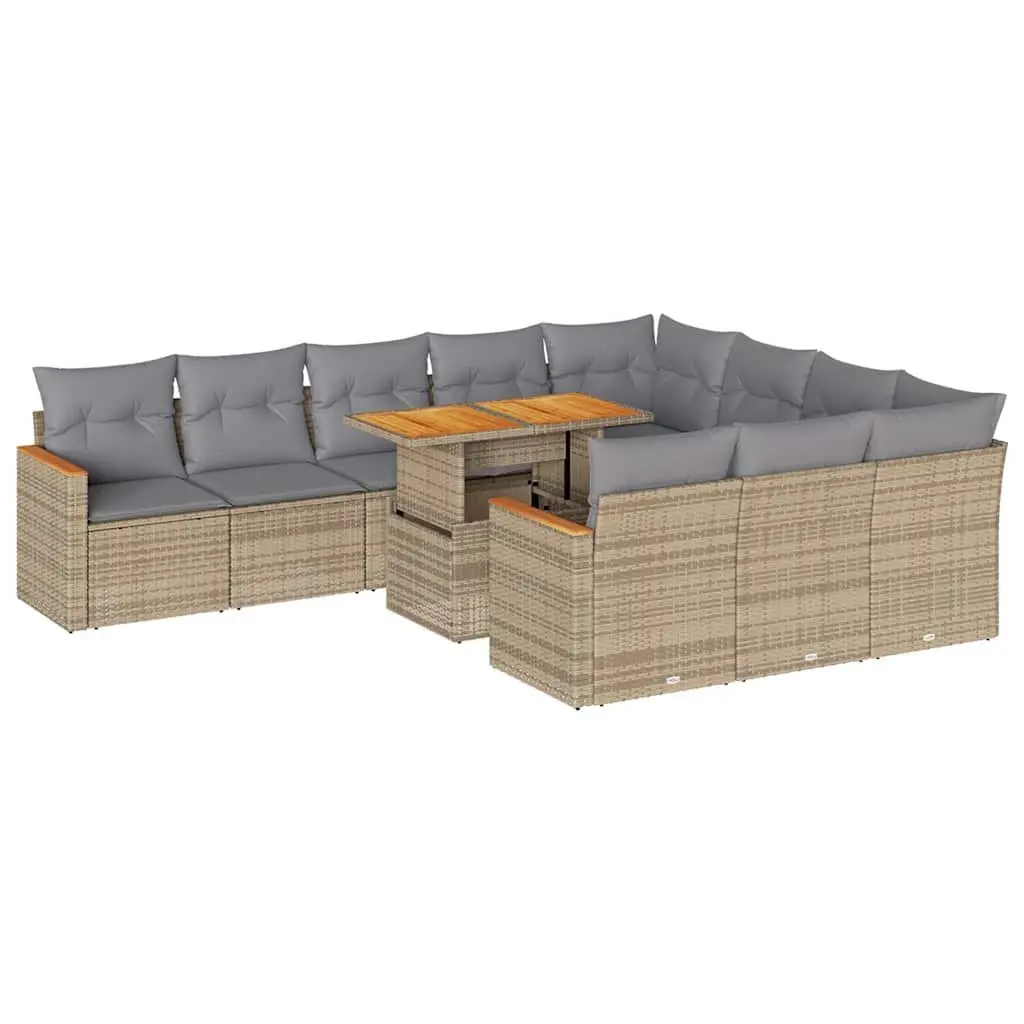 11-Piece Modular Garden Sofa Set with Cushions