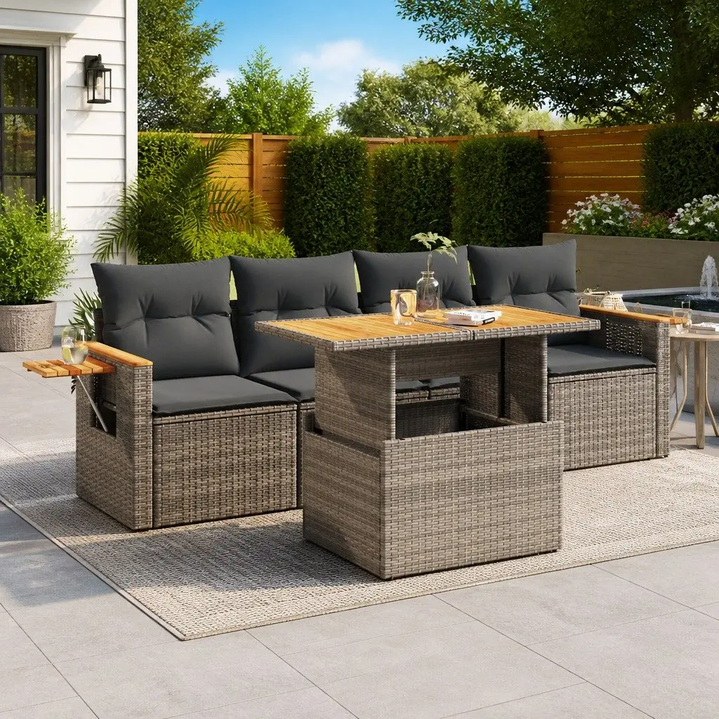 5 Piece Garden Sofa Set in Grey