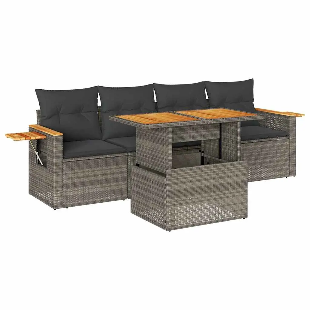 5 Piece Garden Sofa Set in Grey