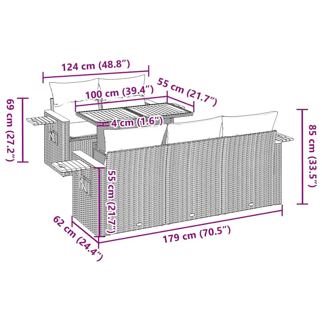 6-Piece Garden Sofa Set with Storage