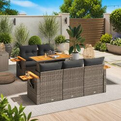 Comfortable and Practical 6-Piece Garden Sofa Set in Grey