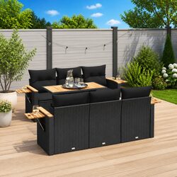 Comfortable and Practical 7 Piece Black Garden Sofa Set