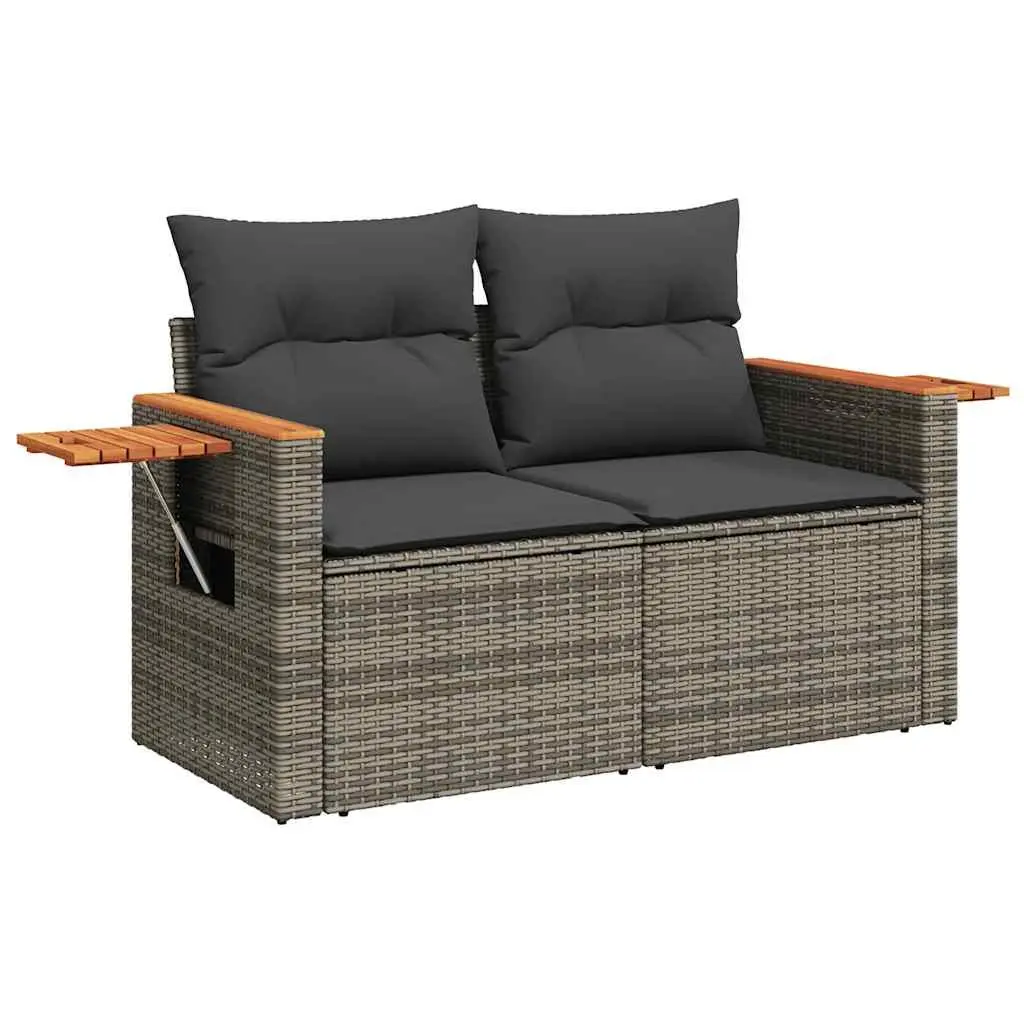 7 Piece Garden Sofa Set Grey Poly Rattan Outdoor Furniture Patio Lounge