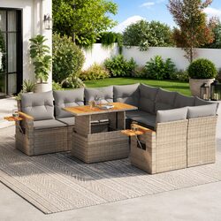 Comfortable 9 Piece Garden Sofa Set with Storage Bags