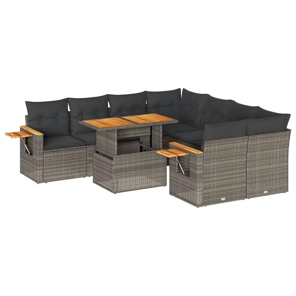 Grey 9 Piece Garden Sofa Set with Storage