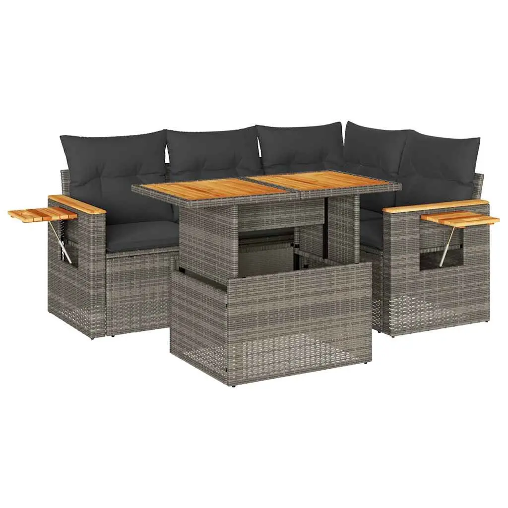 4 Piece Grey Garden Sofa Set with Storage