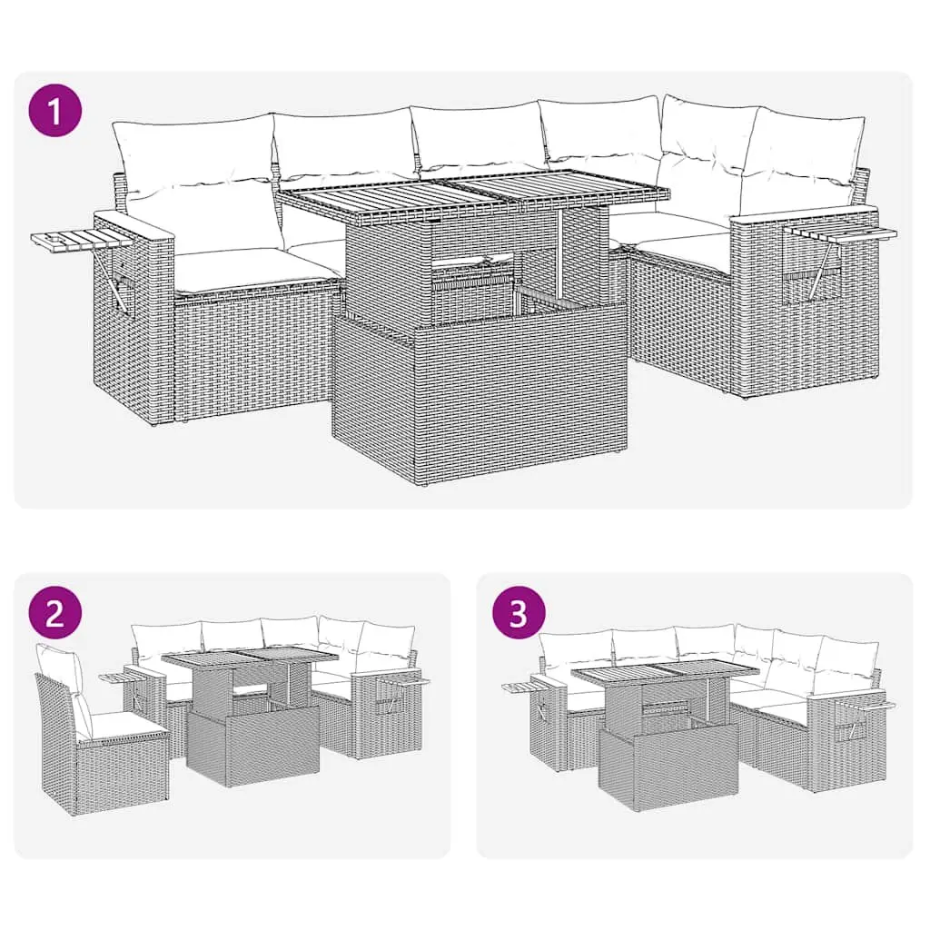 5 Piece Garden Sofa Set Black Poly Rattan Outdoor Furniture
