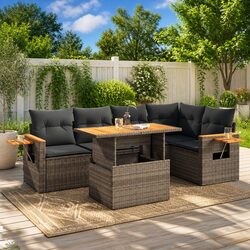 Comfortable 5 Piece Grey Garden Sofa Set with Smart Features