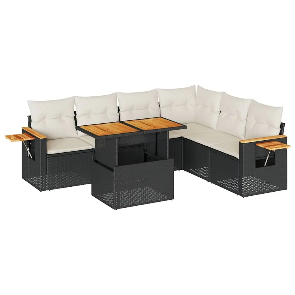Garden Sofa Set 6 Piece Black Poly Rattan Outdoor Furniture Patio