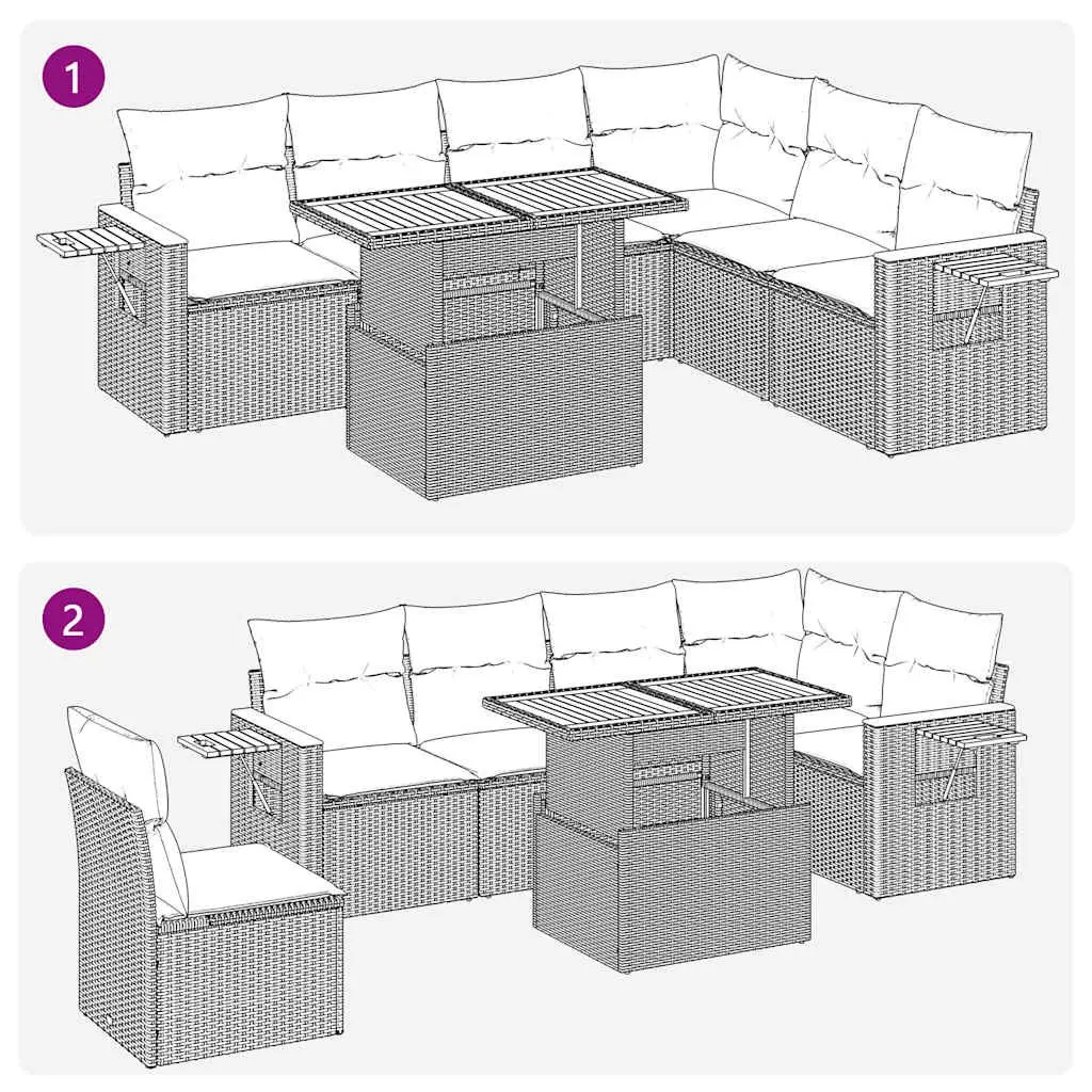 Garden Sofa Set 6 Piece Black Poly Rattan Outdoor Furniture Patio