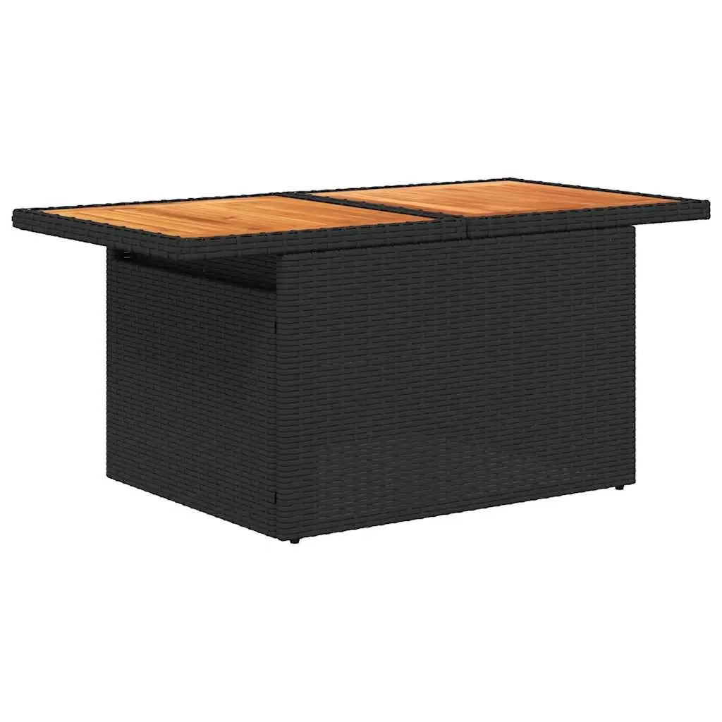 7 Piece Garden Sofa Set Outdoor Furniture Black Poly Rattan with Cushions