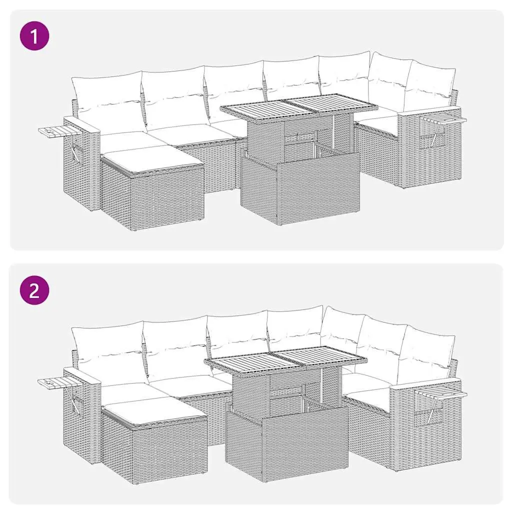 Garden Sofa Set 8 Piece Outdoor Furniture Black Poly Rattan with Storage