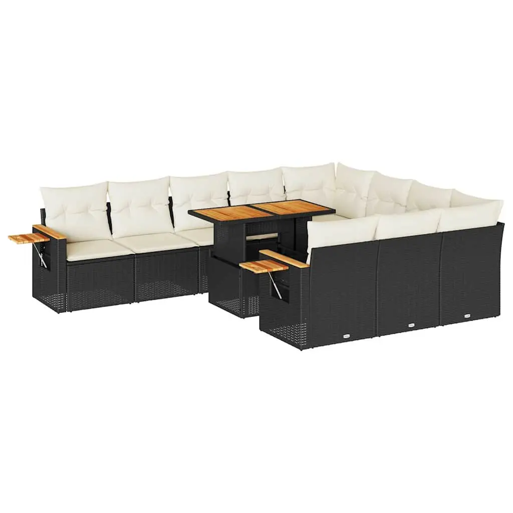 Garden Sofa Set 10 Piece Outdoor Furniture Modular Black Poly Rattan