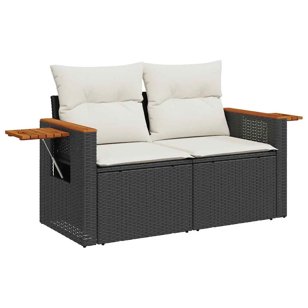 Garden Sofa Set 10 Piece Outdoor Furniture Modular Black Poly Rattan