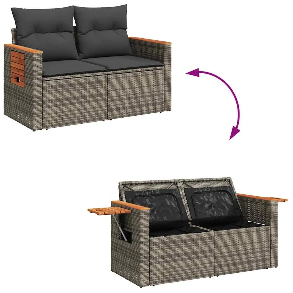 10 Piece Garden Sofa Set Outdoor Patio Furniture Grey Rattan