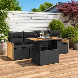 Reliable Black Garden Sofa Set with Storage Solution