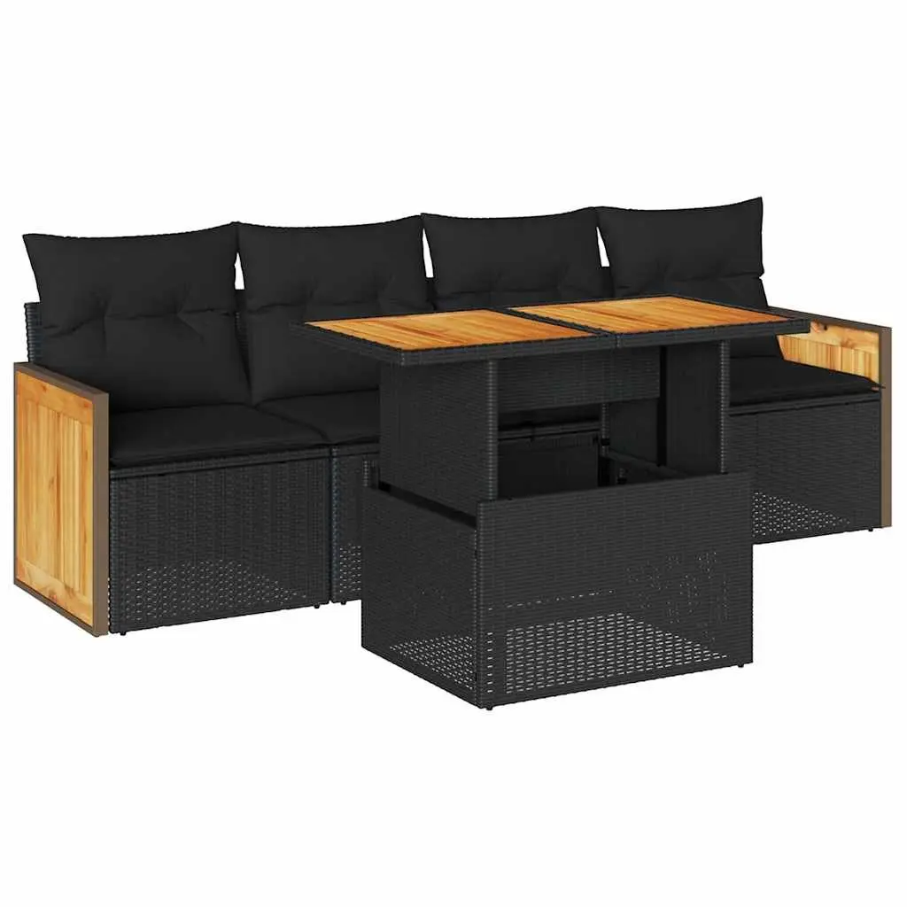 5 Piece Garden Sofa Set Modular Outdoor Patio Furniture Black