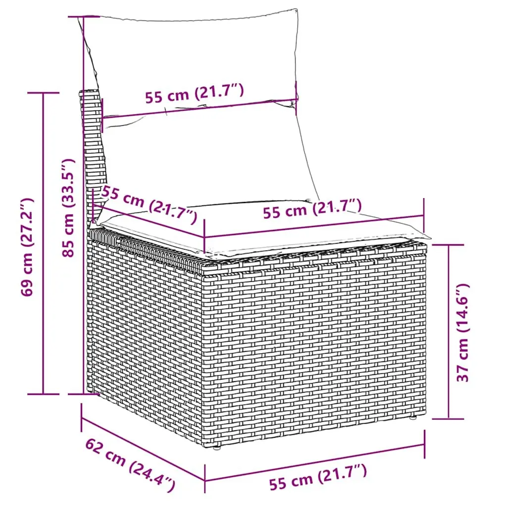 Garden Sofa Set 6 Piece Grey Outdoor Furniture with Cushions Storage