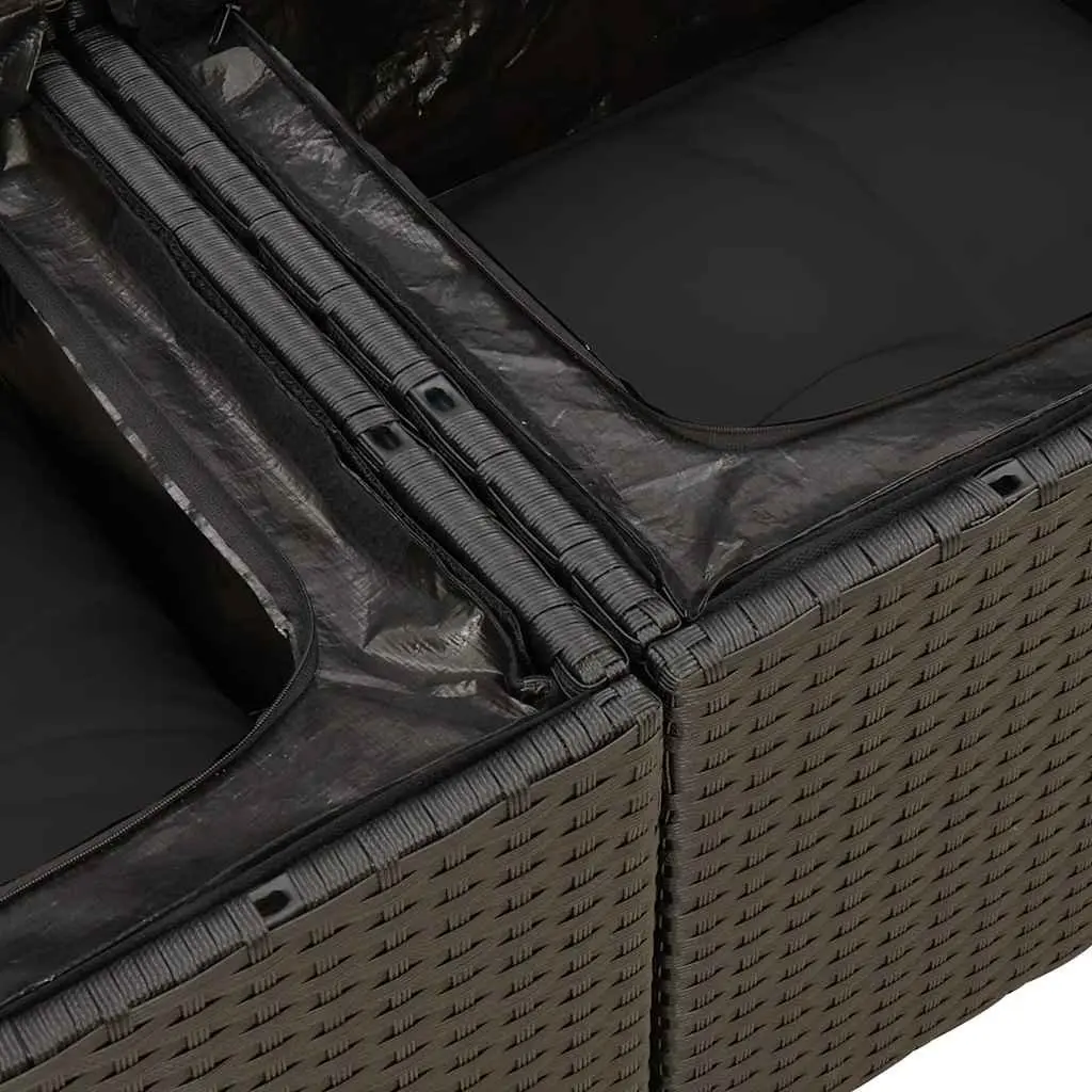 7 Piece Garden Sofa Set Outdoor Furniture Black Poly Rattan Cushions