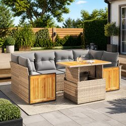 Comfortable and Reliable 7 Piece Beige Garden Sofa Set