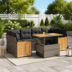 7 Piece Garden Sofa Set in Grey for Comfort and Value