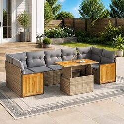 Value-Driven 8 Piece Beige Garden Sofa Set with Storage