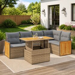 Comfortable 6 Piece Outdoor Sofa Set with Smart Storage