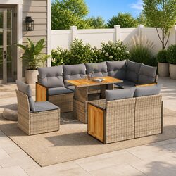 Warm and Inviting 9 Piece Garden Sofa Set in Beige