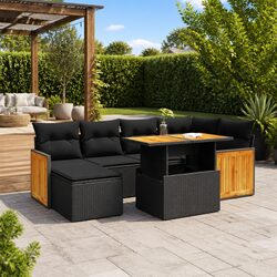 Comfortable 7 Piece Black Outdoor Sofa Set for You