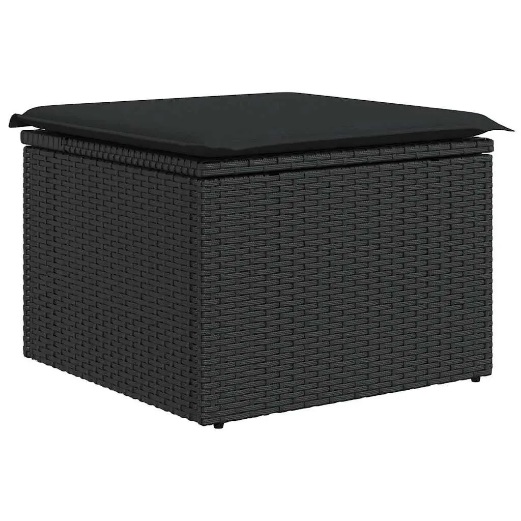 Garden Sofa Set 7 Piece Outdoor Furniture Black Poly Rattan Patio Lounge