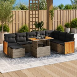Comfortable 9-Piece Grey Rattan Sofa Set for Your Outdoor Space