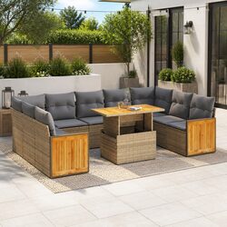 Comfortable 10-Piece Beige Garden Sofa Set