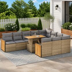 Comforting 11 Piece Beige Garden Sofa Set for Your Outdoor Space