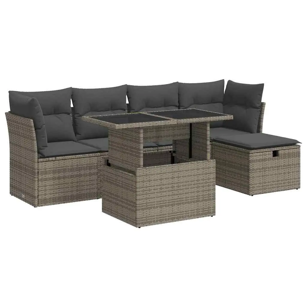 Garden Sofa Set Outdoor Furniture 6 Piece Modular Grey Poly Rattan