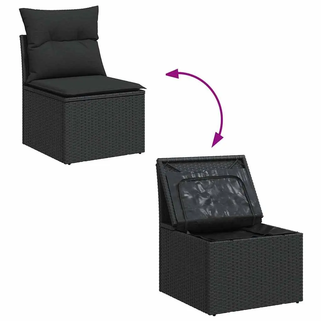 Outdoor Sofa Set 8 Piece Modular Patio Furniture Black Poly Rattan